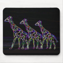 Electric Neon Giraffes Mousemat