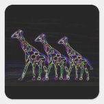 Electric Neon Giraffes Square Sticker