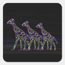 Electric Neon Giraffes Square Sticker