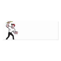 Electrician Construction Worker Cartoon Business Cards