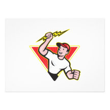 Electrician Construction Worker Cartoon Personalized Invites
