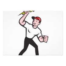 Electrician Construction Worker Cartoon Personalized Invitation