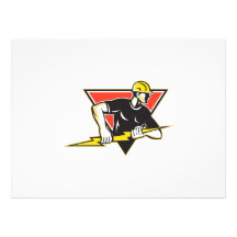 Electrician Lightning Bolt Retro Personalized Invites