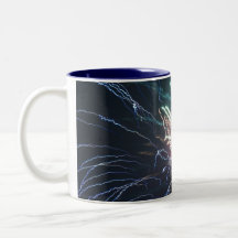 Electricity Blue Fireworks Mug - customisable