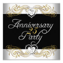 Elegant 25th Anniversary Silver White Diamond Announcement