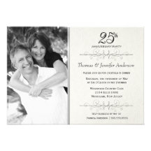 Elegant 25th Wedding Anniversary Party Invitations