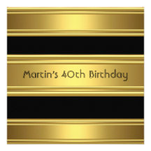 Elegant 40th Birthday Party Black Gold Mans Custom Announcement