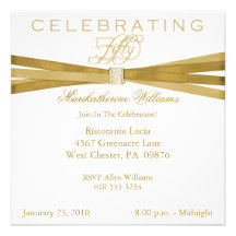 Elegant 50th- Fiftieth Birthday Party Invitations