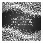 Elegant 60th Birthday Party Sparkling Wave Black Personalized Invite