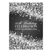 Elegant 60th Birthday Party Sparkling Wave Black Personalised Invitation