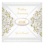 Elegant  60th Wedding Anniversary White Gold Personalised Announcement