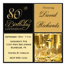 Elegant 80th Birthday Party Invitations