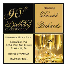 Elegant 90th Birthday Party Invitations