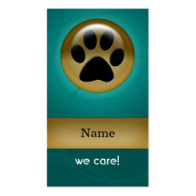 elegant aqua teal paw print pet care Business Card