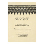 Elegant arabesque black lace wedding RSVP card Personalised Invitation