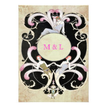 Elegant Art Deco Wedding Invitation Gay Lesbian