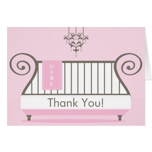 Elegant Baby Crib Baby Shower Thank You Note Card