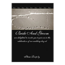 Elegant Beach Love Heart Wedding Invitation