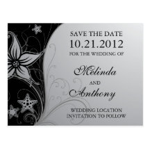 Elegant Beach Starfish & Floral  Wedding Save Date Post Cards