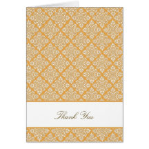Elegant Beeswax yellow Damask Thank You Card