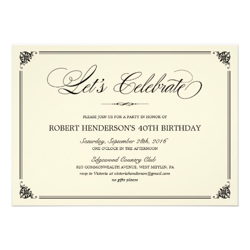 Elegant Birthday Invitations