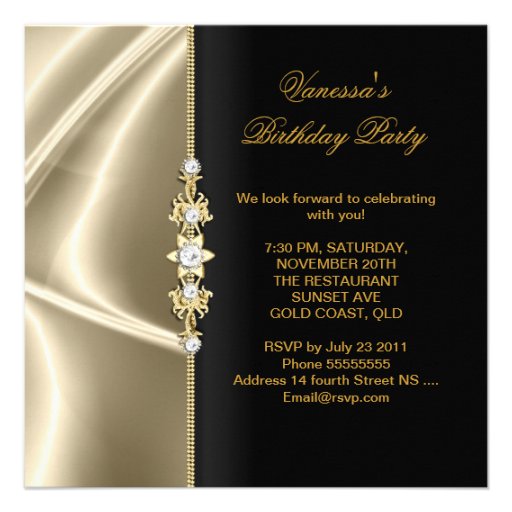 elegant birthday party gold black cream 13 cm x 13 cm elegant party invites