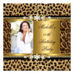 Elegant Birthday Party Gold Black Leopard Personalised Announcements