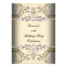 Elegant Birthday Party Sepia Coffee Gold Personalised Announcement