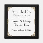 Elegant Black and Gold Frame Save the Date Magnet