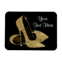 Elegant Black and Gold High Heel Shoe Magnets