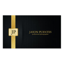 Elegant Black and Gold Professional Photographher Business Cards