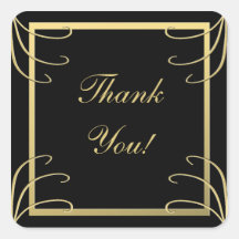 Elegant Black and Gold Thank You Stickers