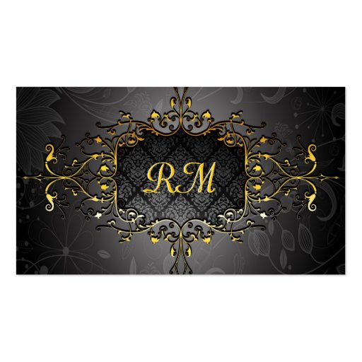 Elegant Black And Gold Vintage Gold Lace Frame Business Cards