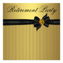 Elegant Black and Gold  Womans Retirement Party Custom Invite