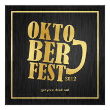 Elegant Black and Metallic Gold Oktoberfest Custom Announcement