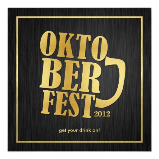 Elegant Black and Metallic Gold Oktoberfest Custom Announcement