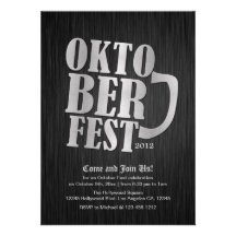 Elegant Black and Metallic Silver Oktober Fest Personalised Invites