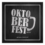 Elegant Black and Metallic Silver Oktoberfest Custom Invite