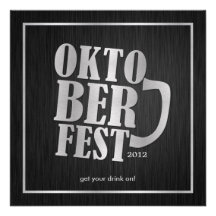 Elegant Black and Metallic Silver Oktoberfest Custom Invite
