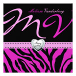 Elegant black and Pink Zebra Happy 40th Bithday Custom Announcement
