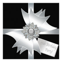 Elegant Black and White 40th Birthday Party Custom Announcement