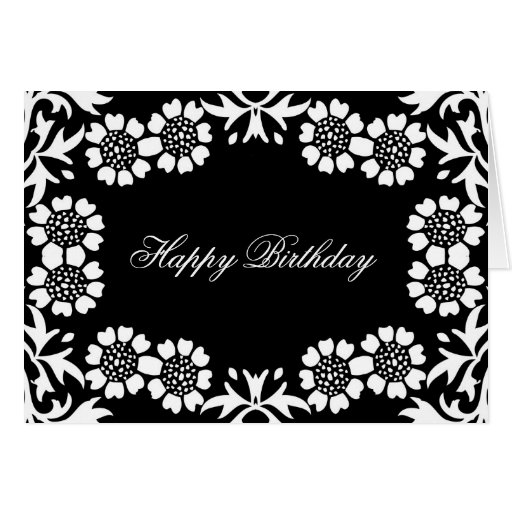elegant black and white birthday greetings card Zazzle