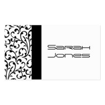 Elegant Black and White Damask Busines Card Business Card