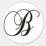 Elegant Black and White Monogram - B - Customised Round Stickers