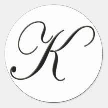 Elegant Black and White Monogram K Sticker