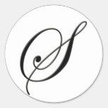 Elegant Black and White Monogram S Round Stickers