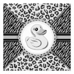 Elegant Black and White Rubber Duck Baby Shower Personalized Invitation