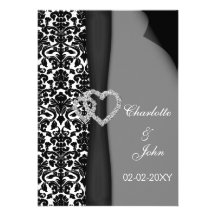 elegant black and white wedding invitation