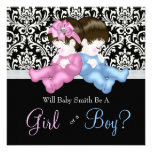 Elegant Black Damask Gender Reveal Shower Personalised Invite