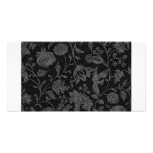 Elegant black floral pattern photo card template